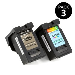  PACK 3 CARTUCHOS GENÉRICOS ZP-CANON PG 540XL (2) NEGRO + CL-541XL (1) COLOR