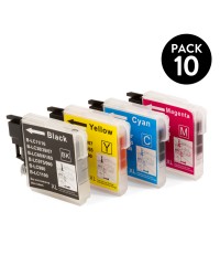 PACK 10 GENERIC INK CARTRIDGES ZP-BROTHER LC-980 / LC-1100.